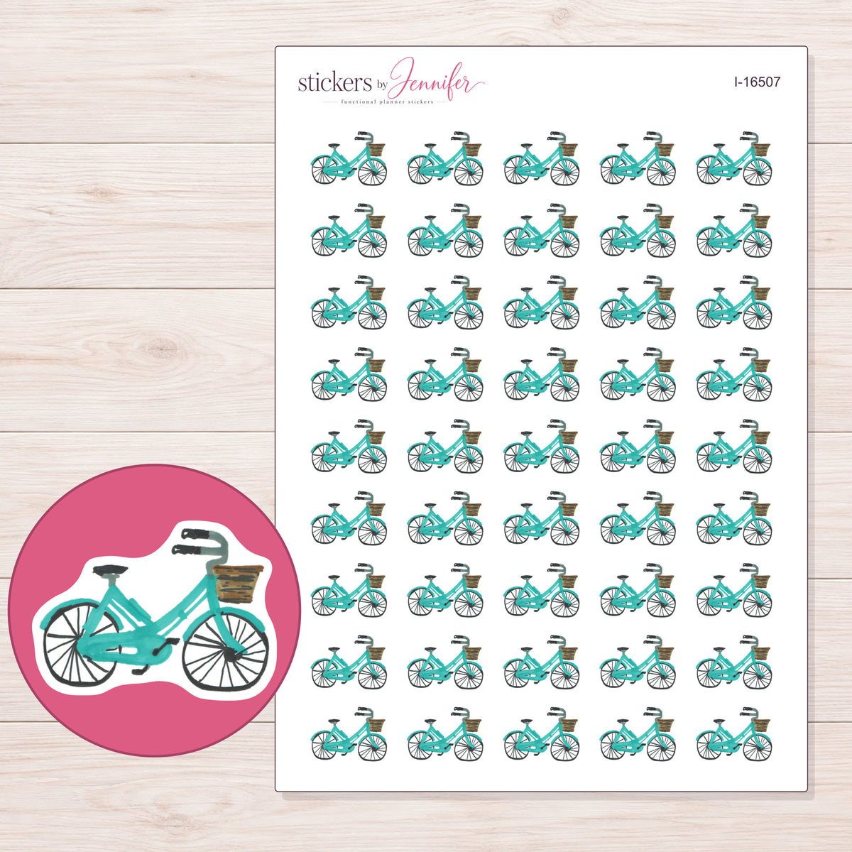 I-16507 planner sticker sheet with enlarged sticker detail