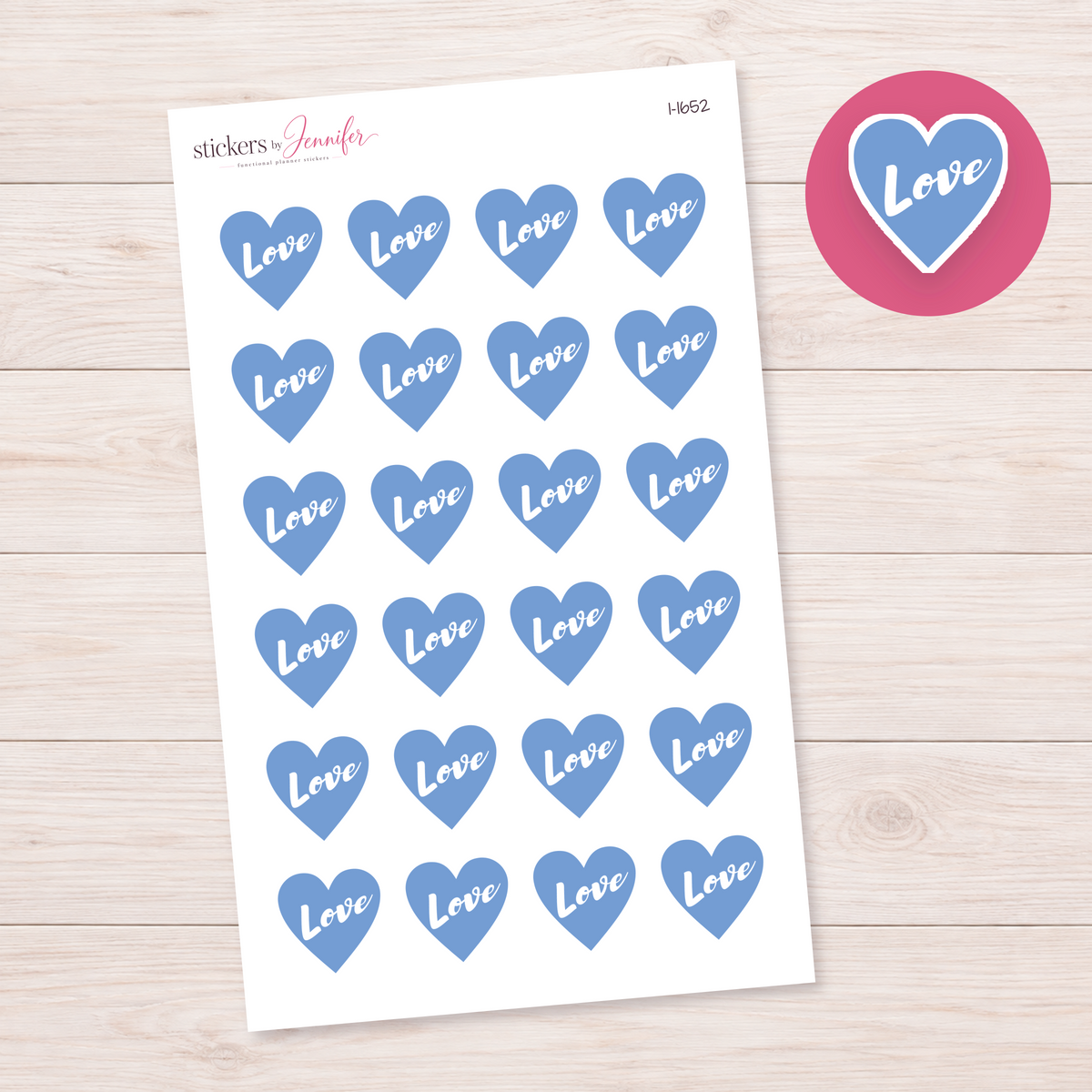Dusty Blue Love Heart Planner Stickers | I-1652