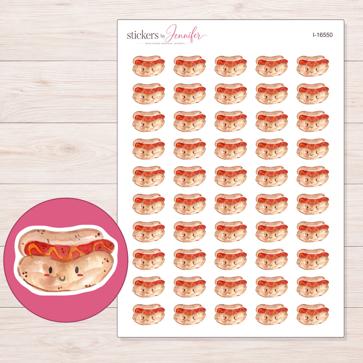 I-16550 planner sticker sheet with enlarged sticker detail
