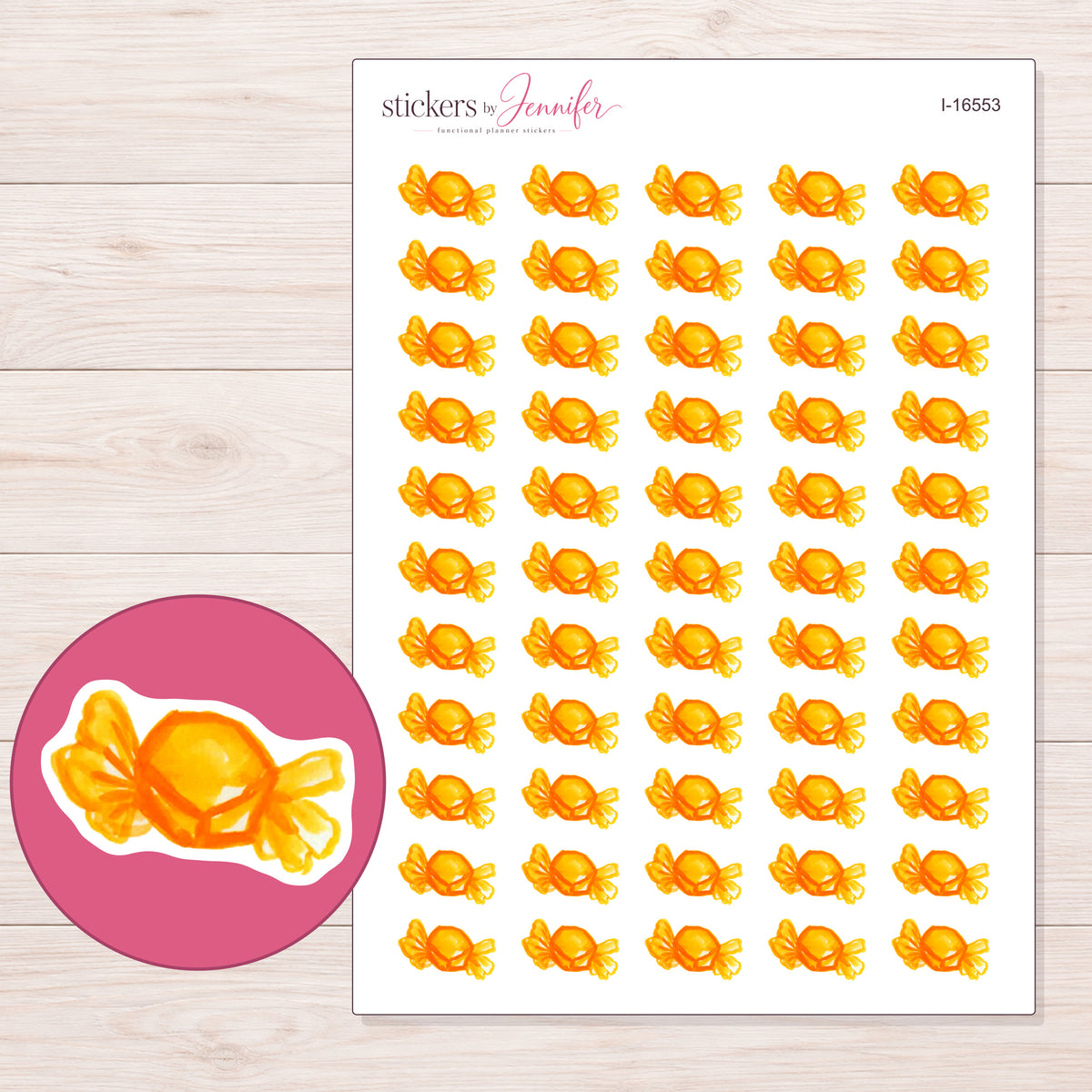 I-16553 planner sticker sheet with enlarged sticker detail