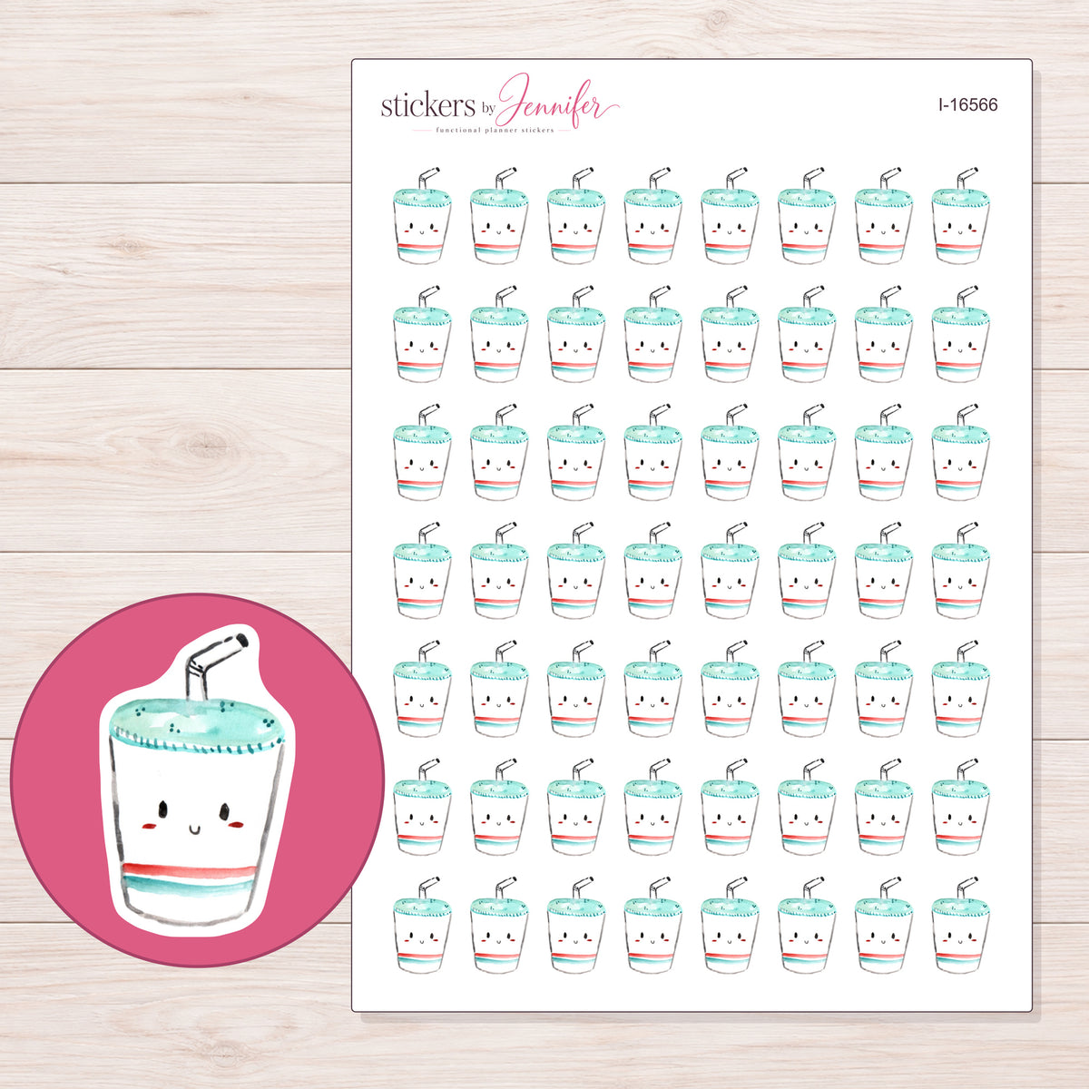 I-16566 planner sticker sheet with enlarged sticker detail