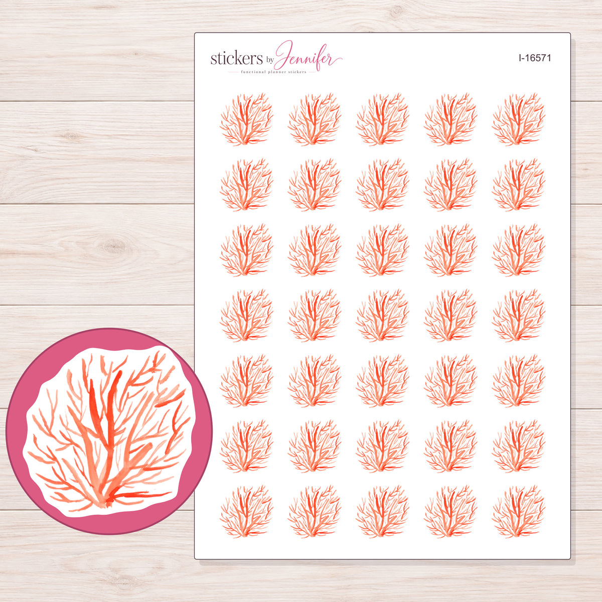 I-16571 planner sticker sheet with enlarged sticker detail