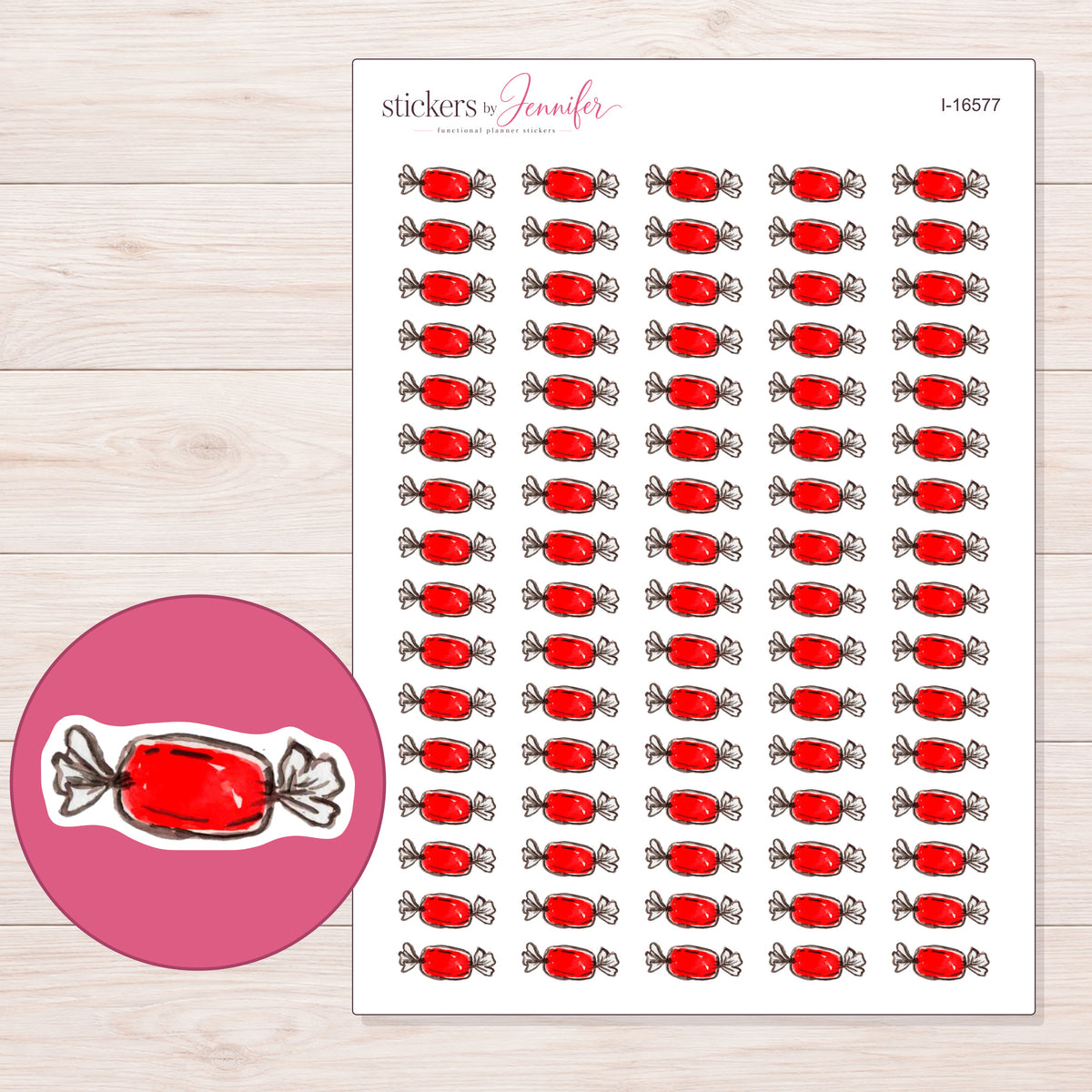 I-16577 planner sticker sheet with enlarged sticker detail