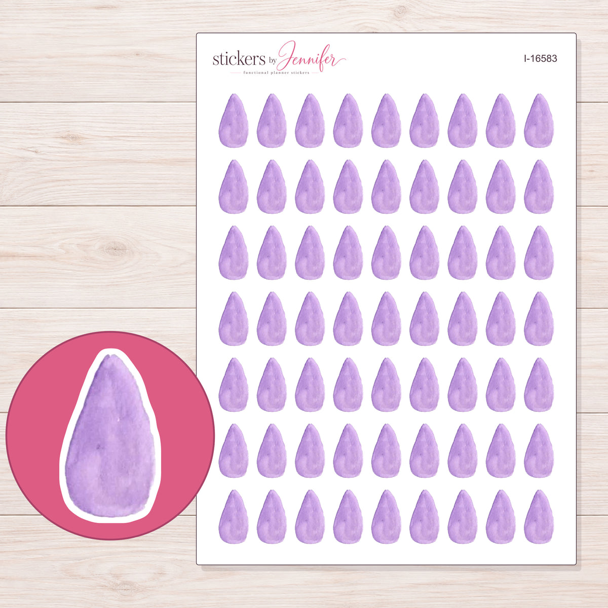 I-16583 planner sticker sheet with enlarged sticker detail