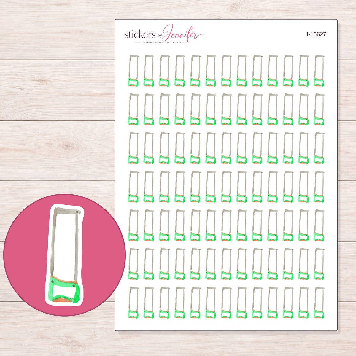 I-16627 planner sticker sheet with enlarged sticker detail