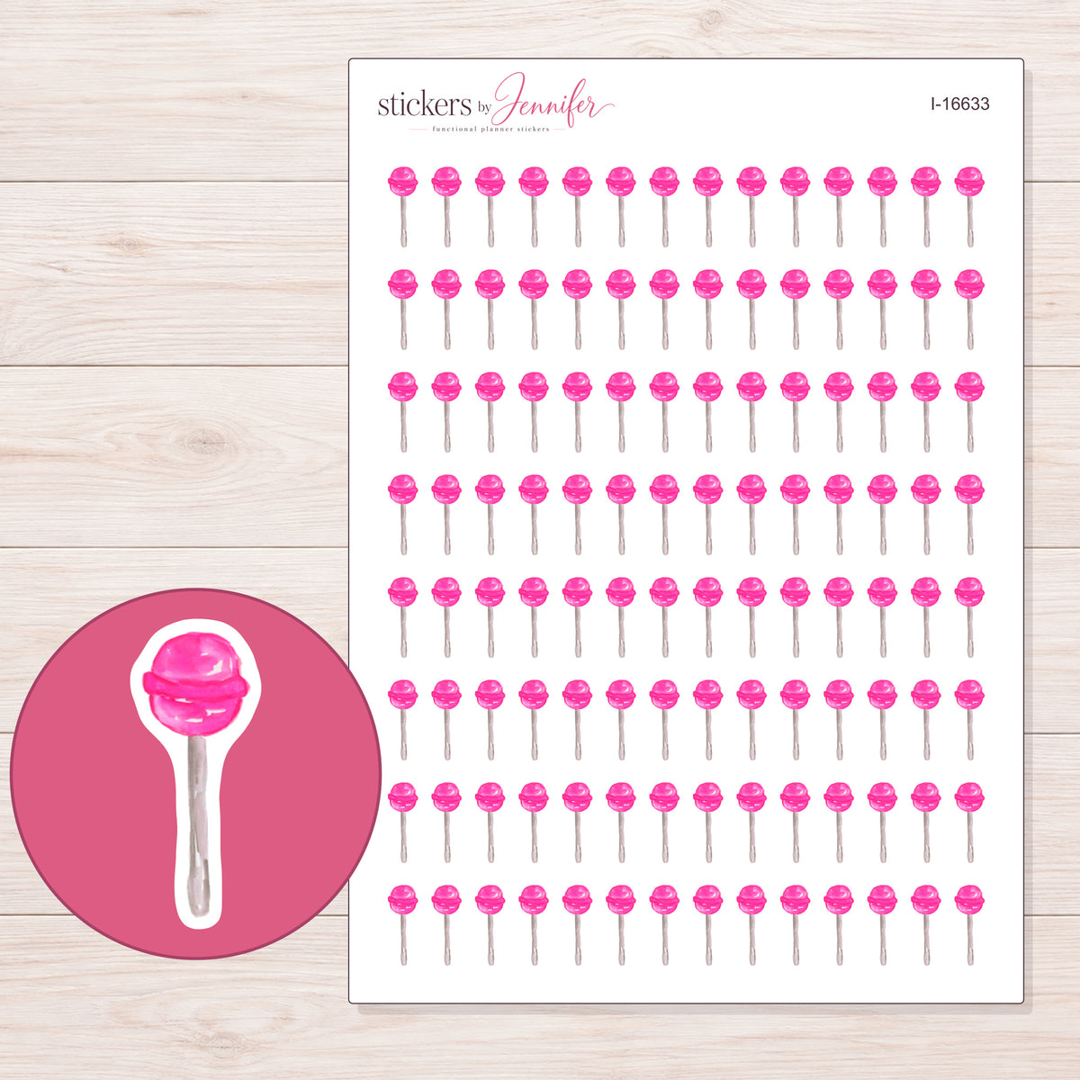 I-16633 planner sticker sheet with enlarged sticker detail
