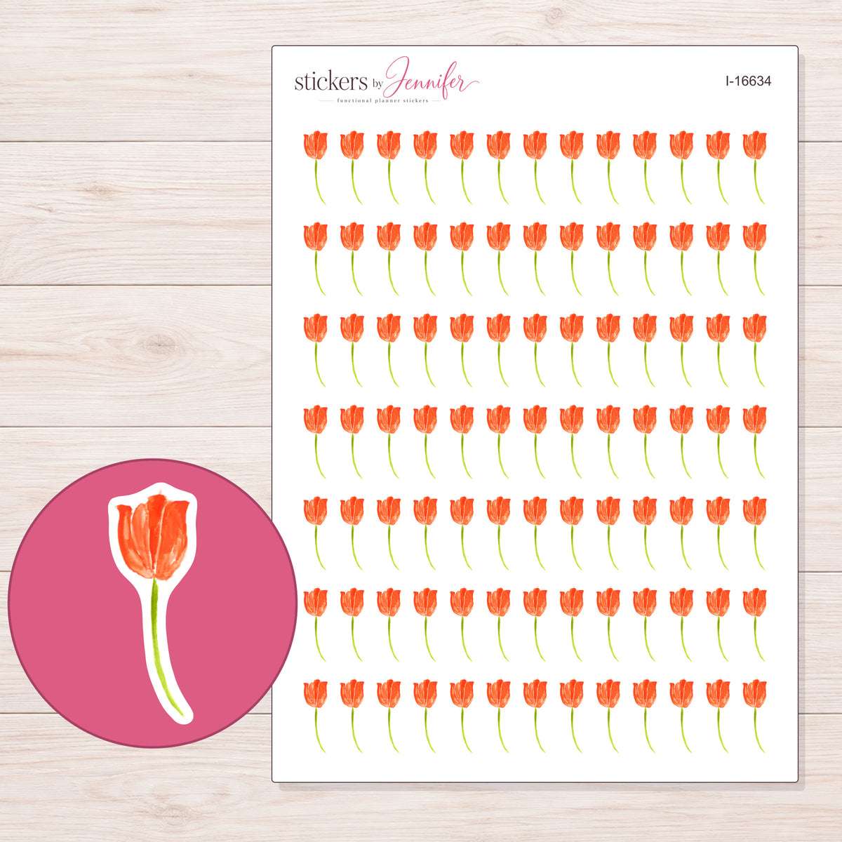 I-16634 planner sticker sheet with enlarged sticker detail