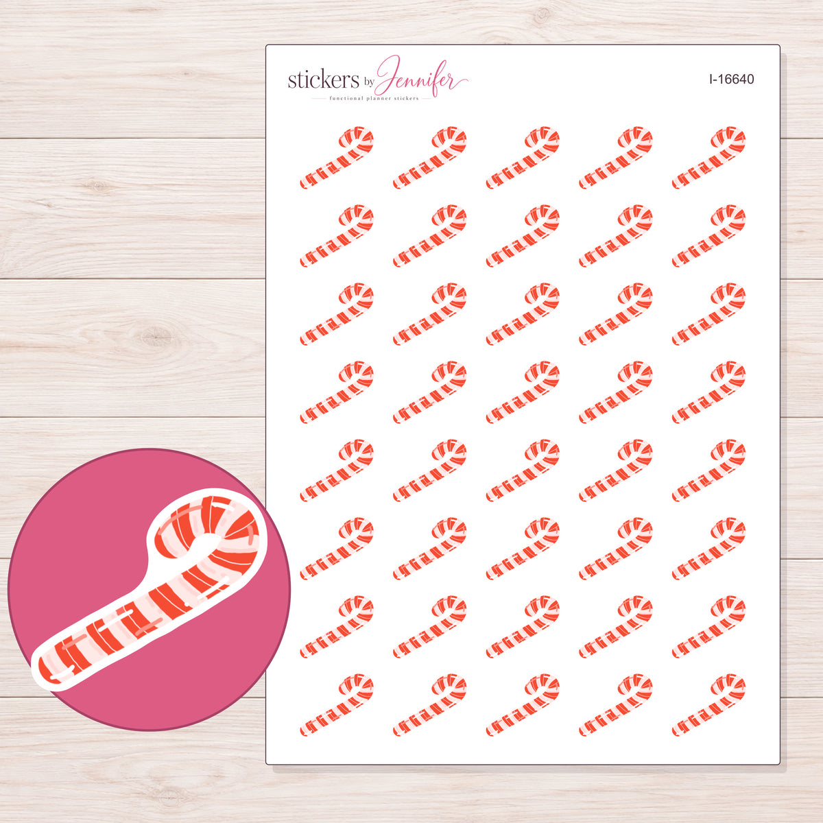 I-16640 planner sticker sheet with enlarged sticker detail