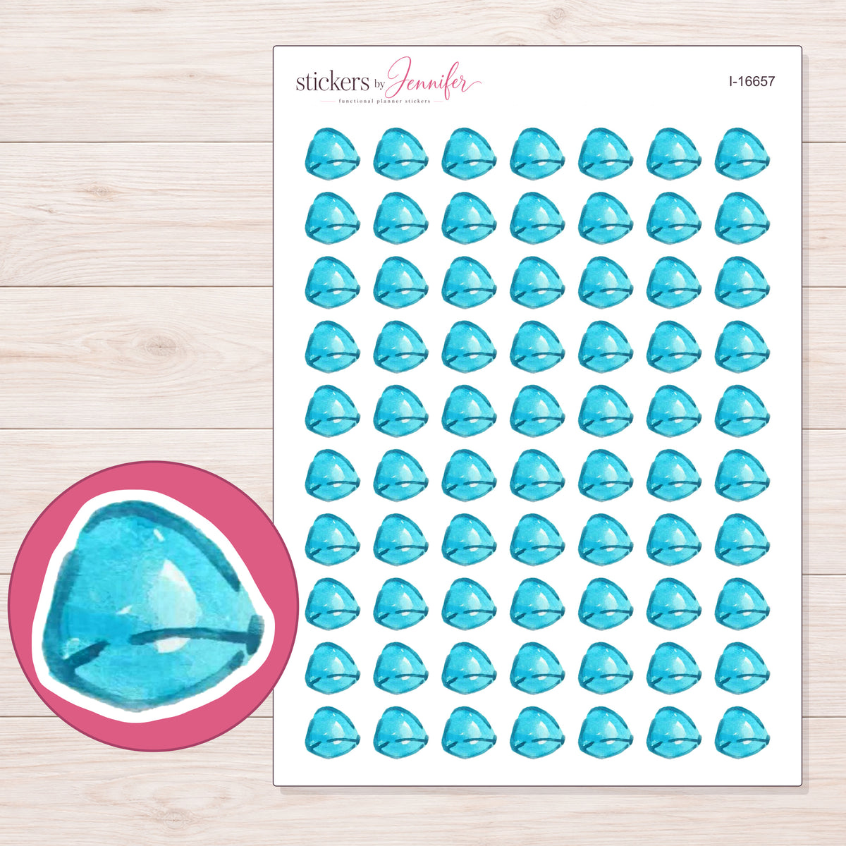 I-16657 planner sticker sheet with enlarged sticker detail