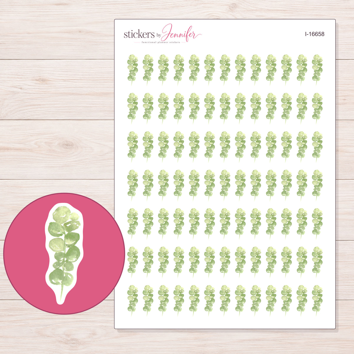 I-16658 planner sticker sheet with enlarged sticker detail