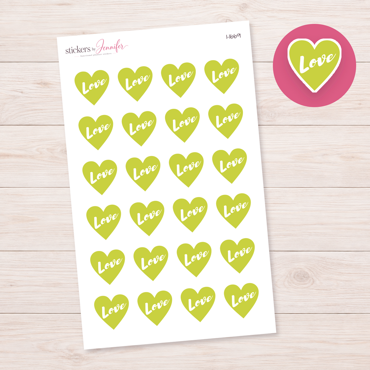 Lemon Lime Love Heart Planner Stickers | I-1669