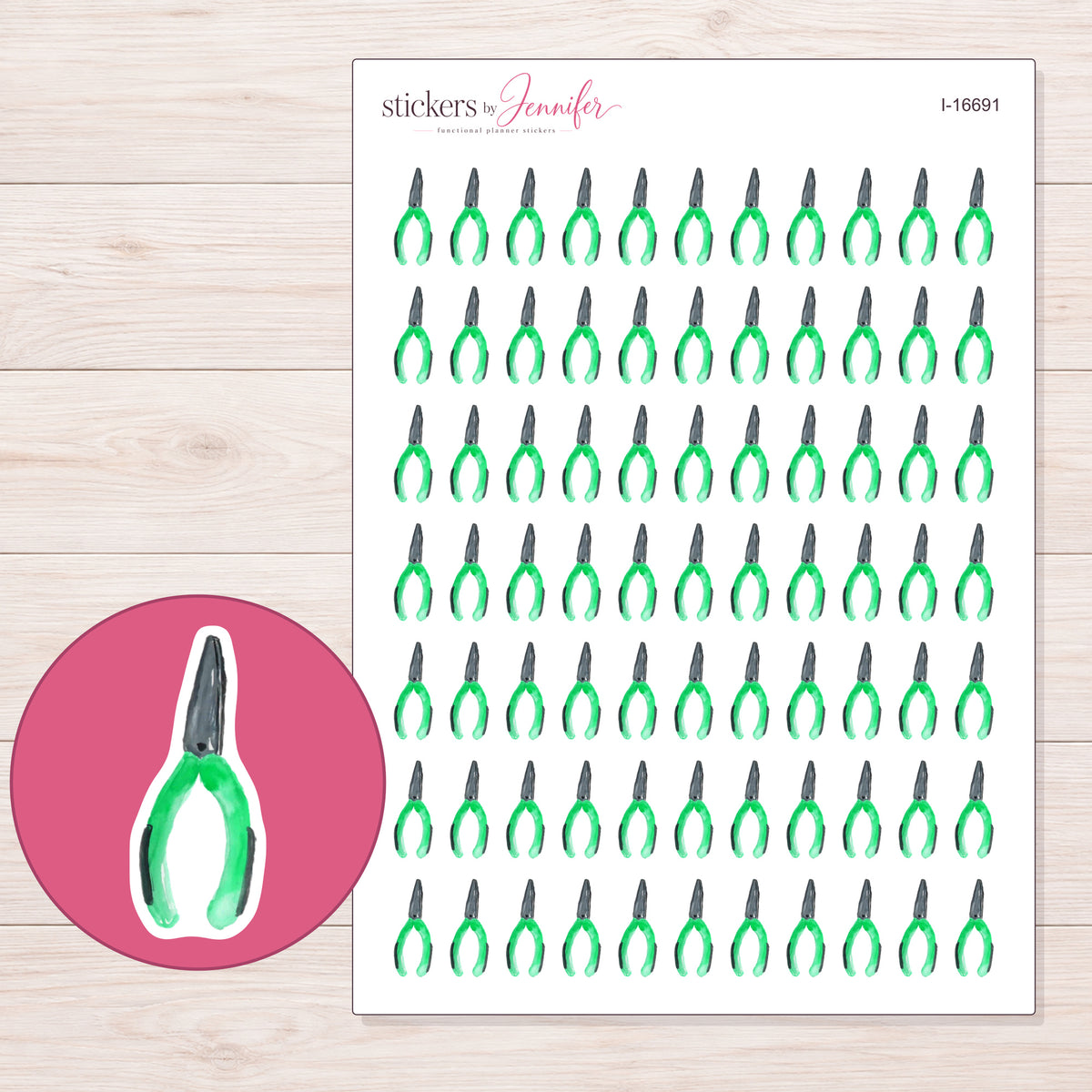I-16691 planner sticker sheet with enlarged sticker detail