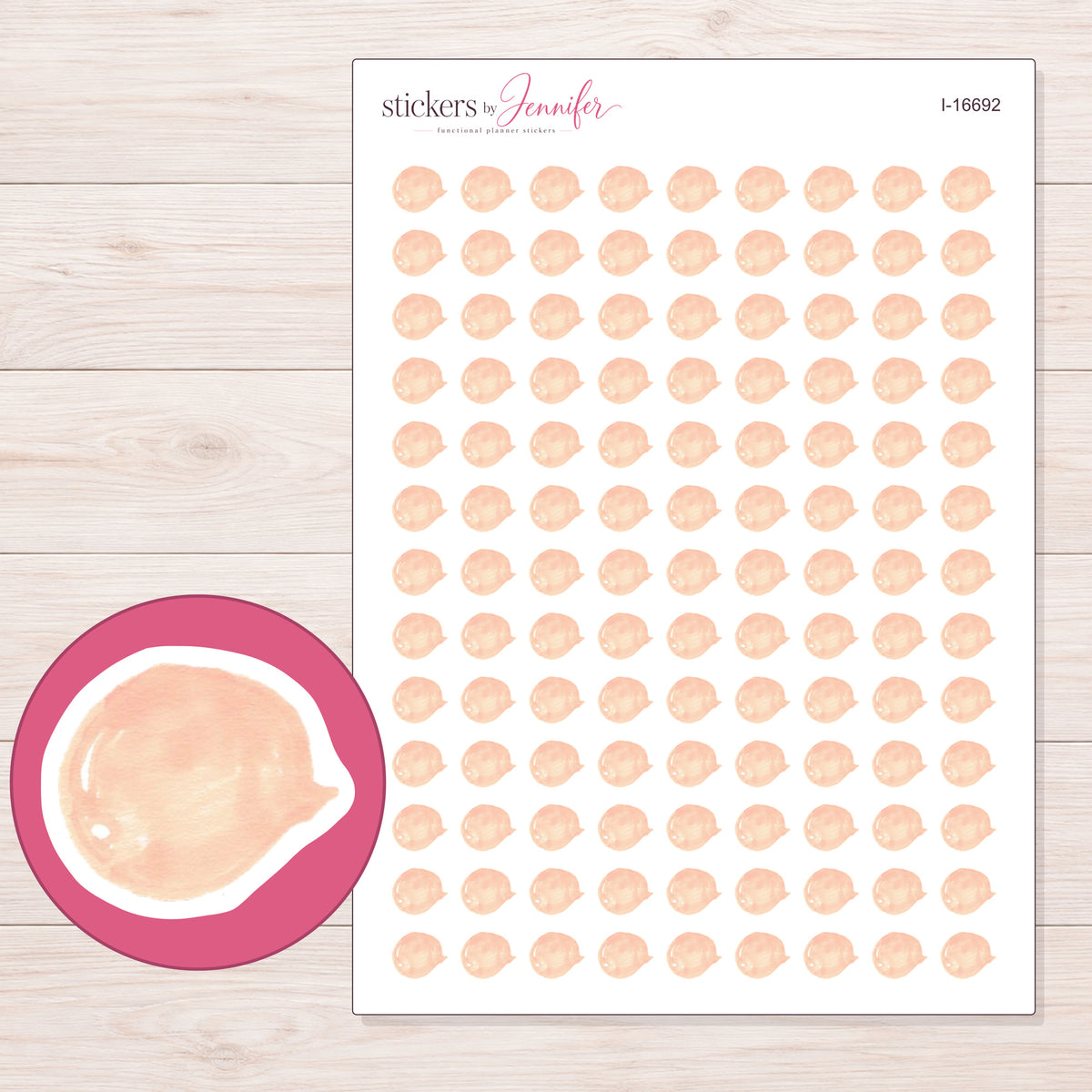 I-16692 planner sticker sheet with enlarged sticker detail
