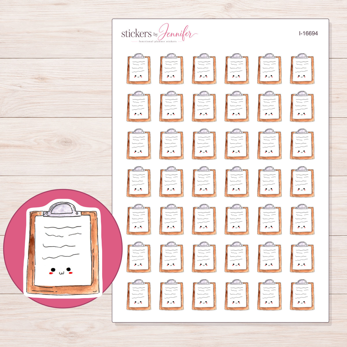 I-16694 planner sticker sheet with enlarged sticker detail