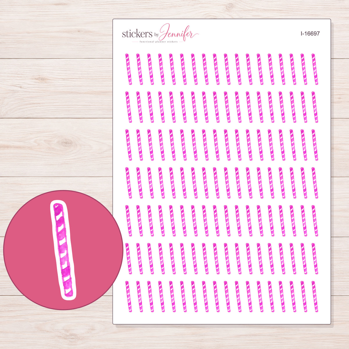 I-16697 planner sticker sheet with enlarged sticker detail