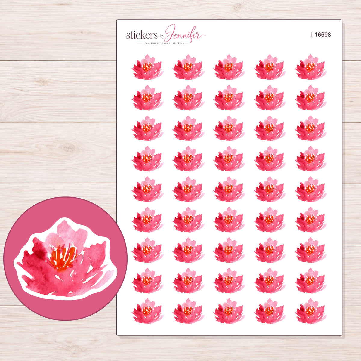 I-16698 planner sticker sheet with enlarged sticker detail
