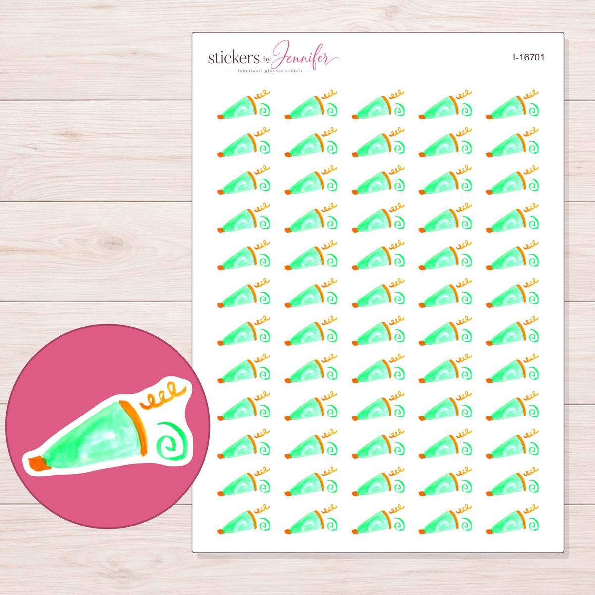 I-16701 planner sticker sheet with enlarged sticker detail