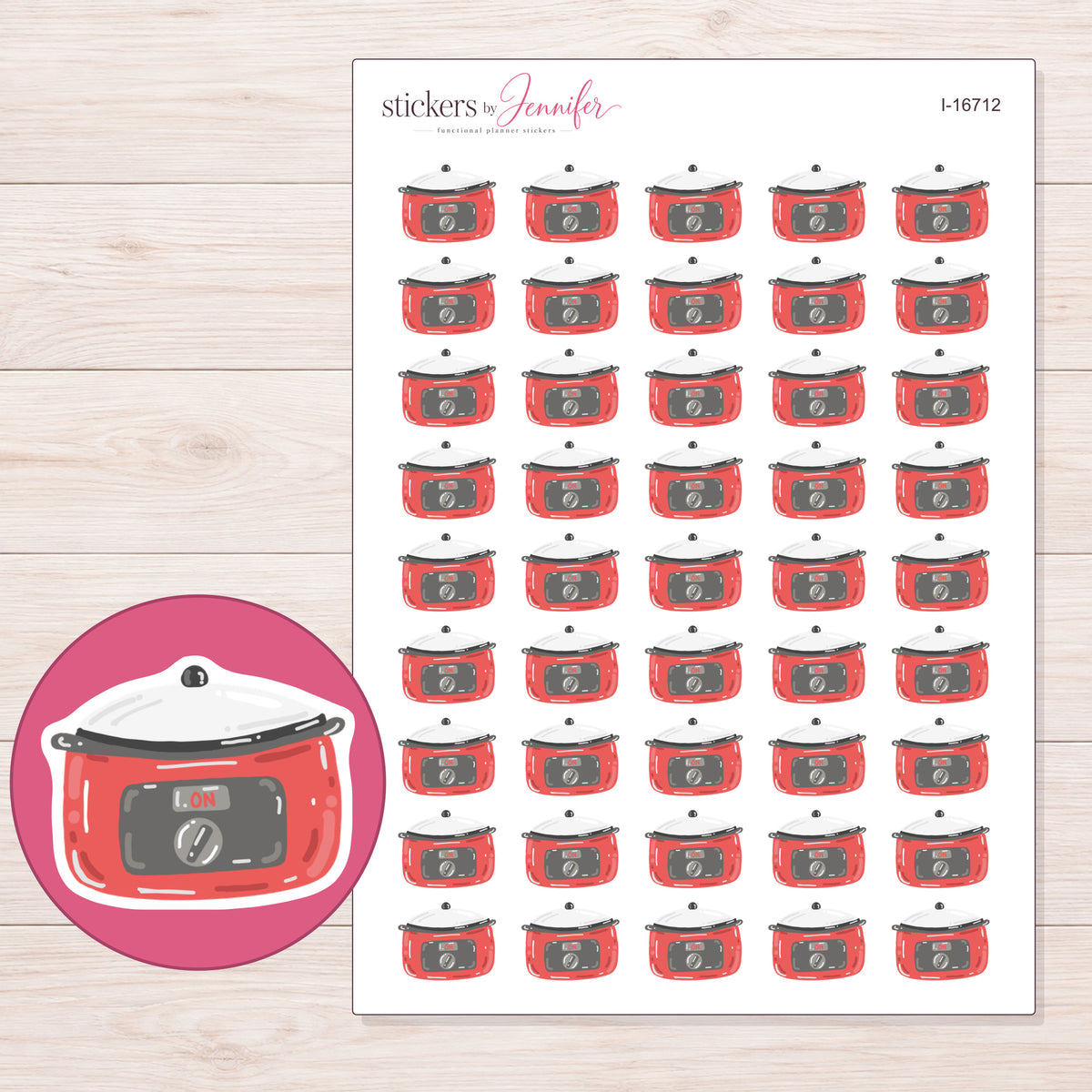 I-16712 planner sticker sheet with enlarged sticker detail