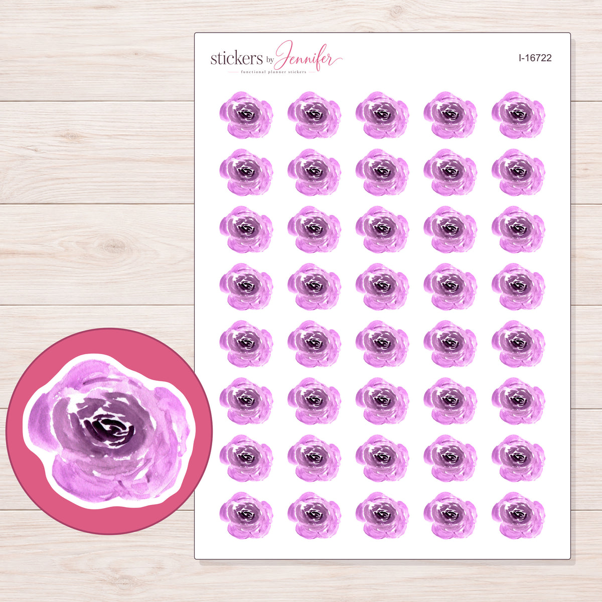I-16722 planner sticker sheet with enlarged sticker detail