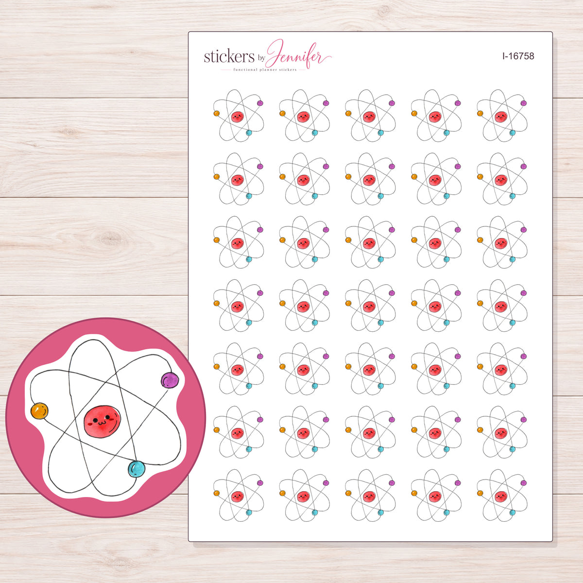I-16758 planner sticker sheet with enlarged sticker detail