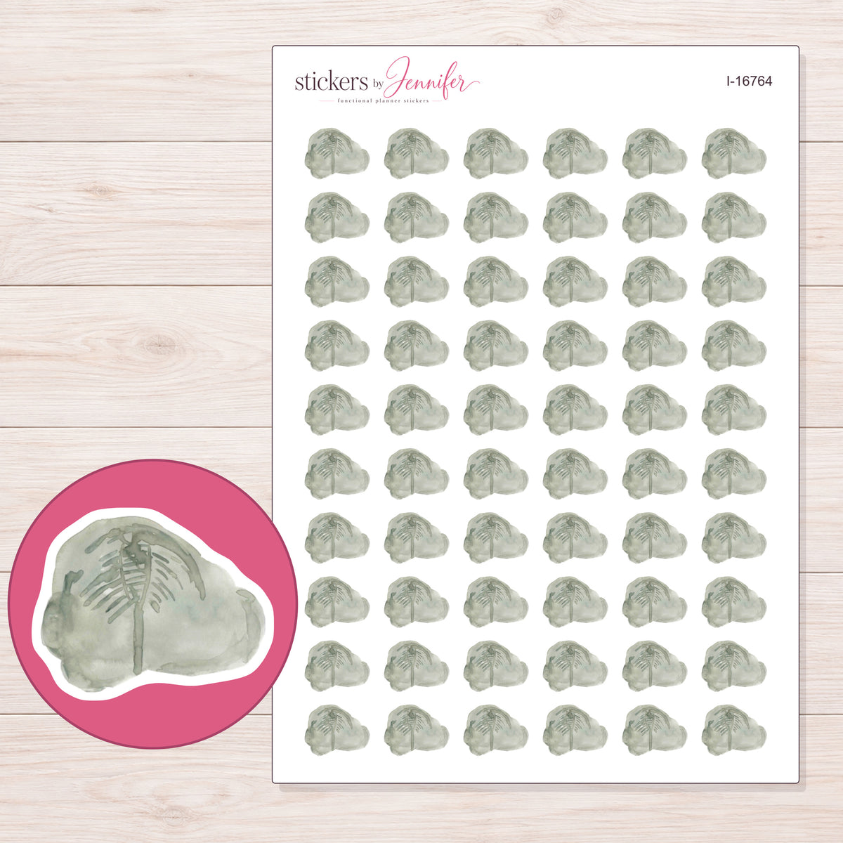 I-16764 planner sticker sheet with enlarged sticker detail