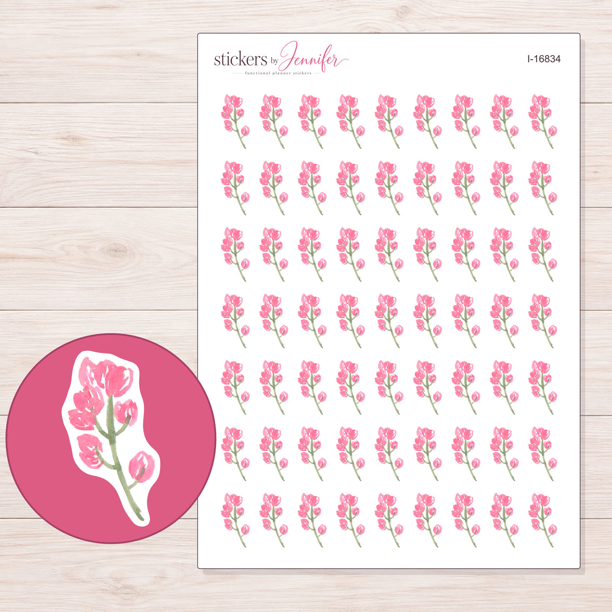 I-16834 planner sticker sheet with enlarged sticker detail