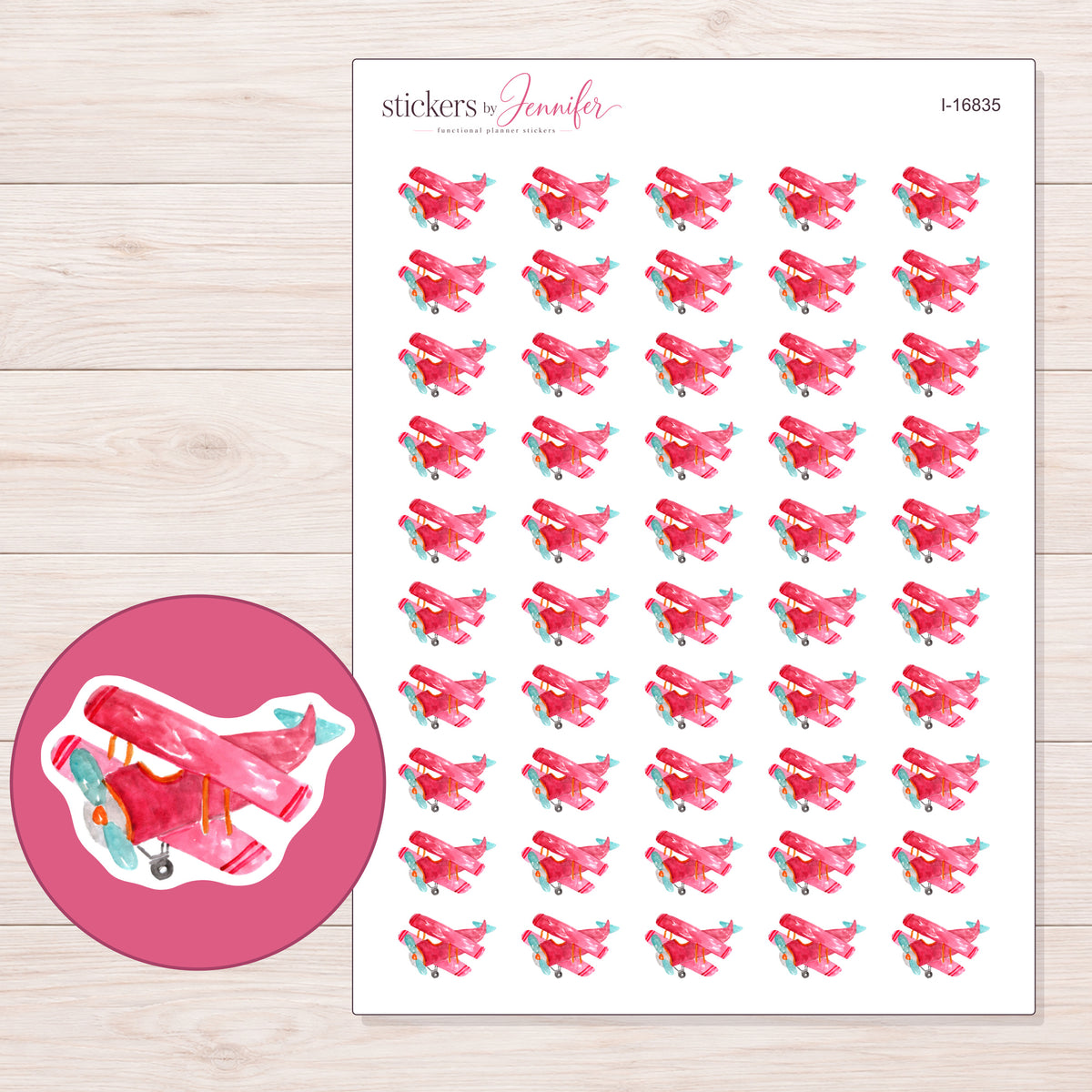 I-16835 planner sticker sheet with enlarged sticker detail