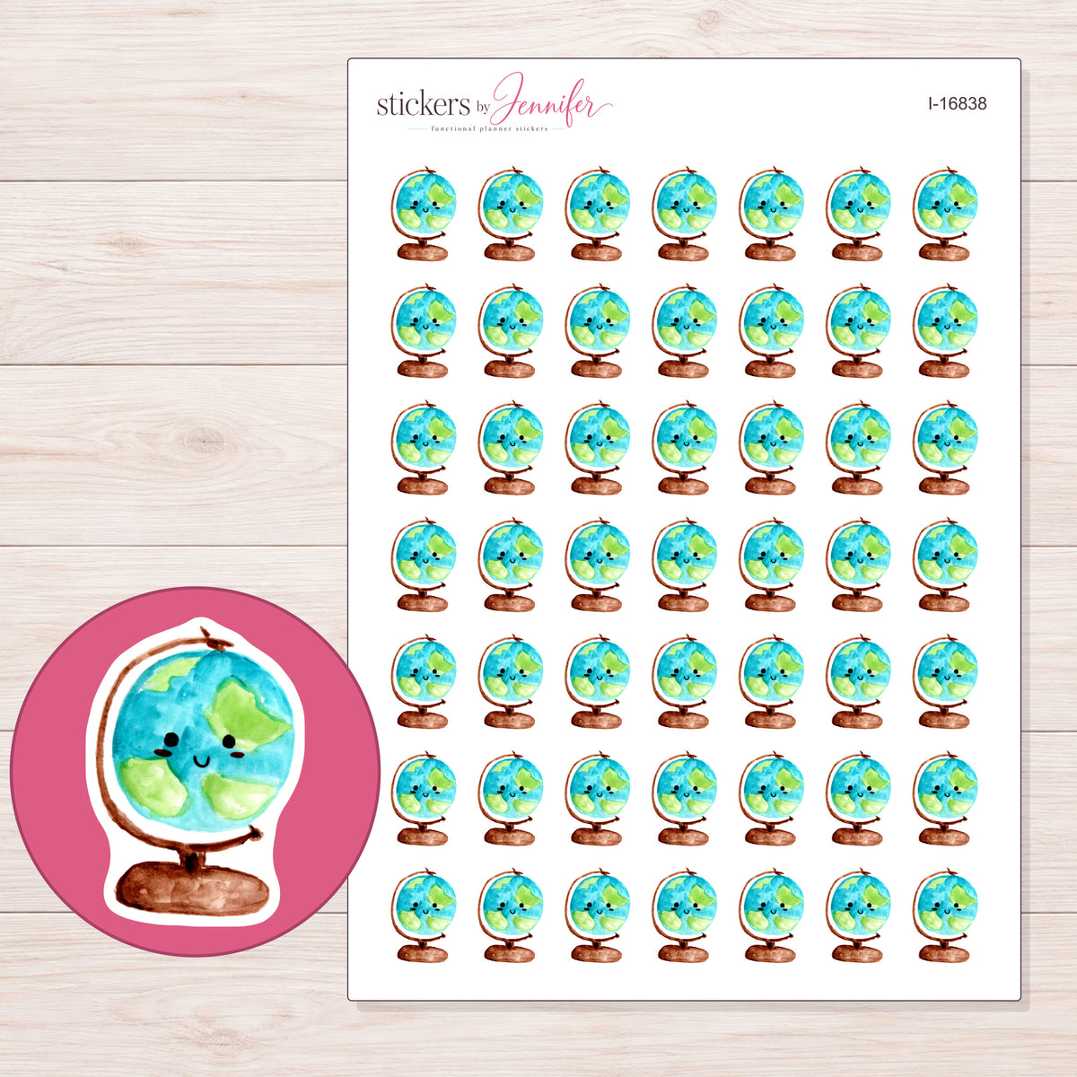I-16838 planner sticker sheet with enlarged sticker detail