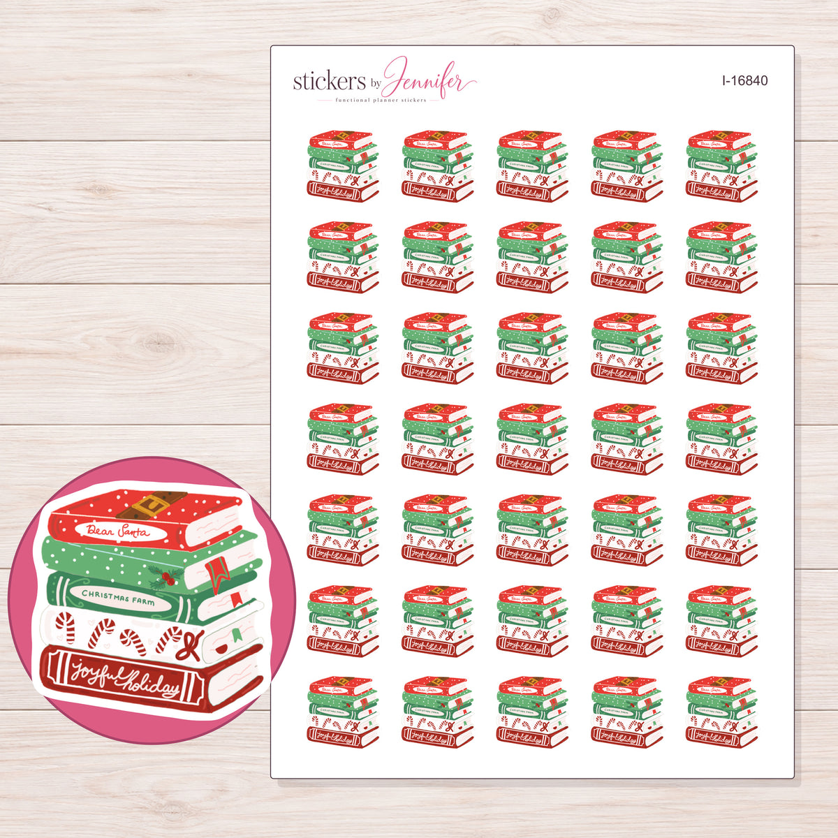 I-16840 planner sticker sheet with enlarged sticker detail