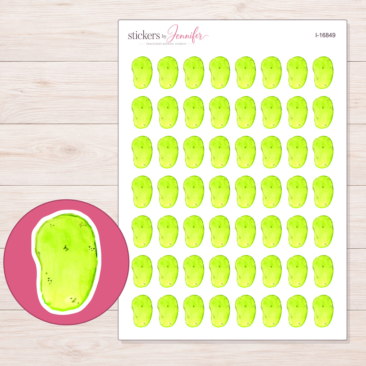 I-16849 planner sticker sheet with enlarged sticker detail