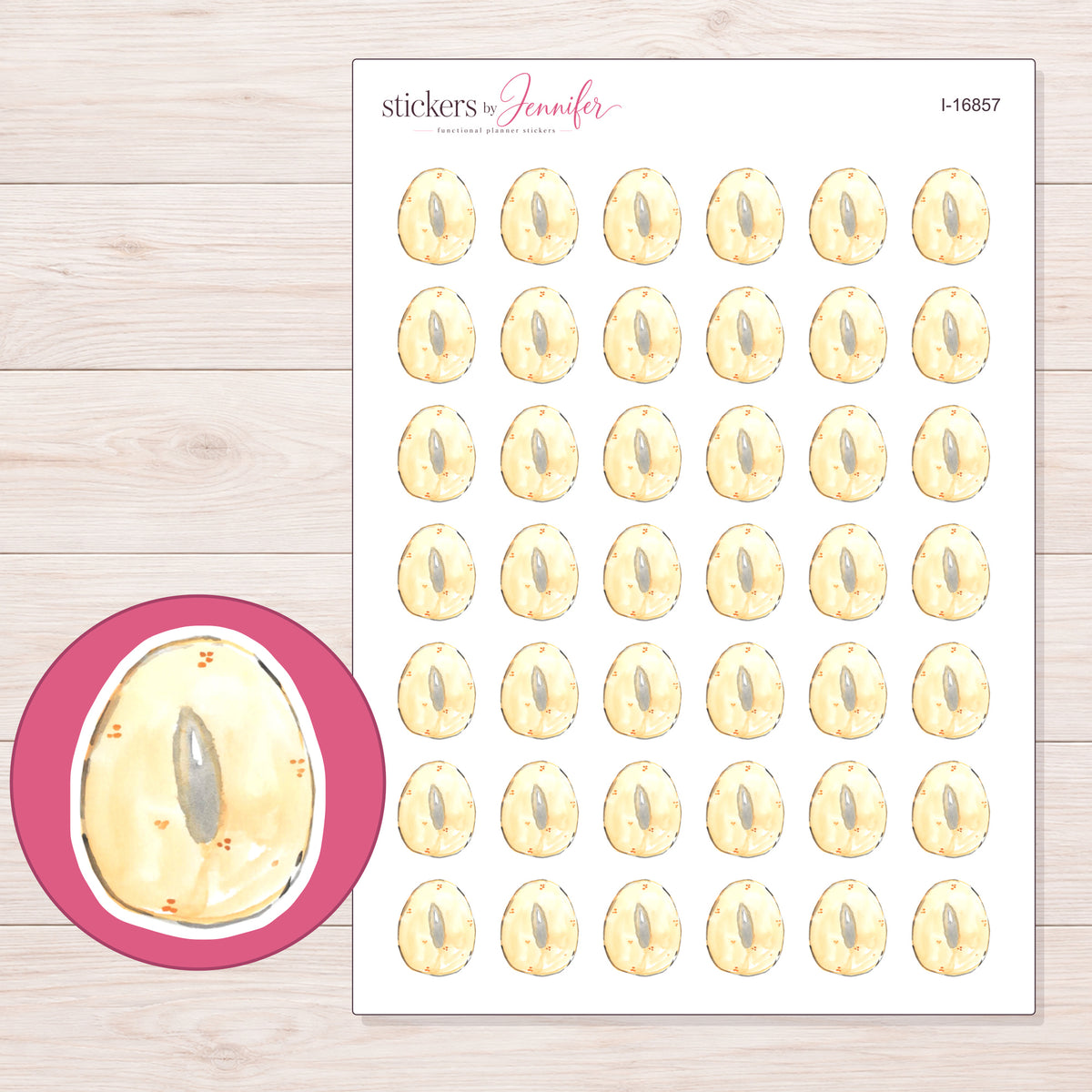 I-16857 planner sticker sheet with enlarged sticker detail