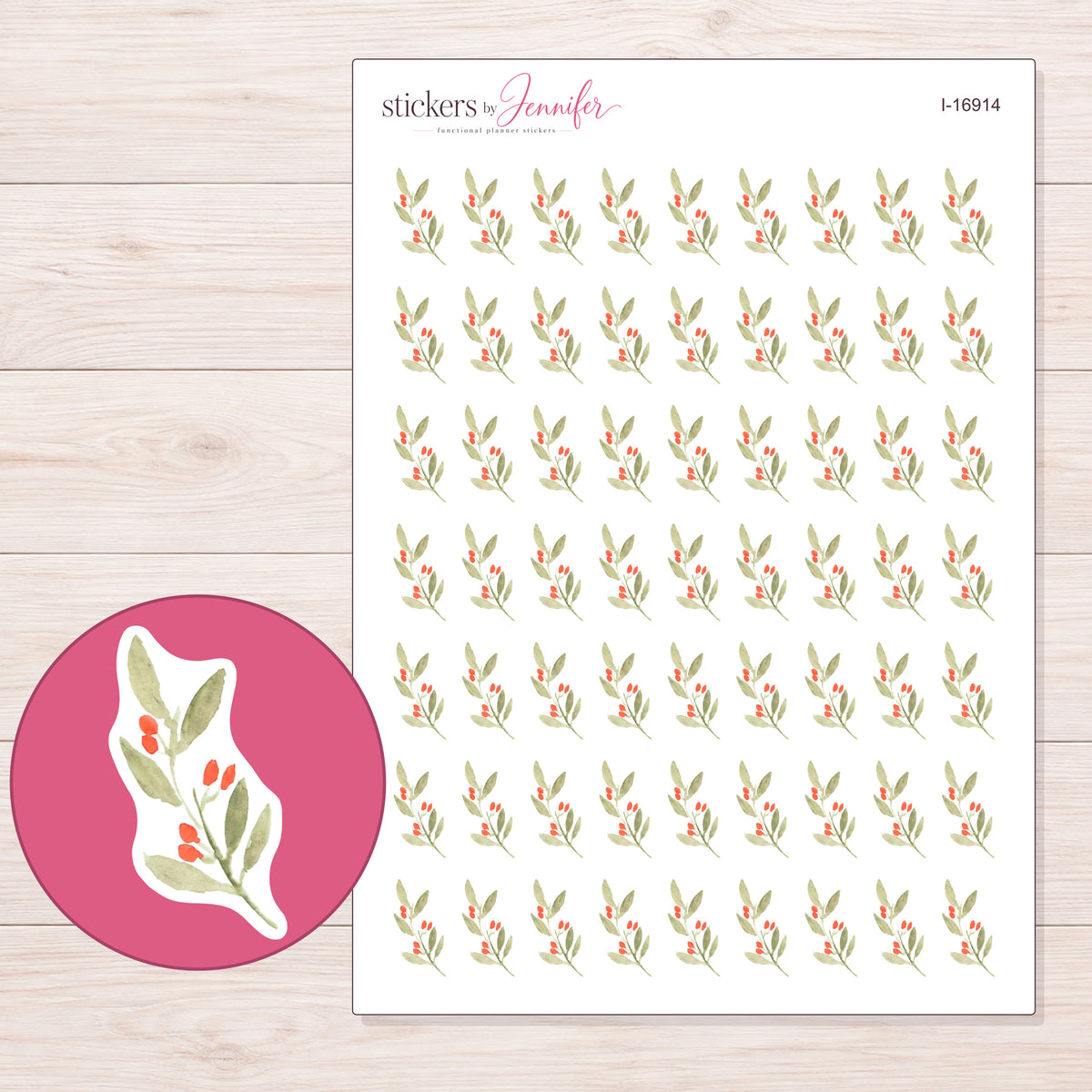 I-16914 planner sticker sheet with enlarged sticker detail