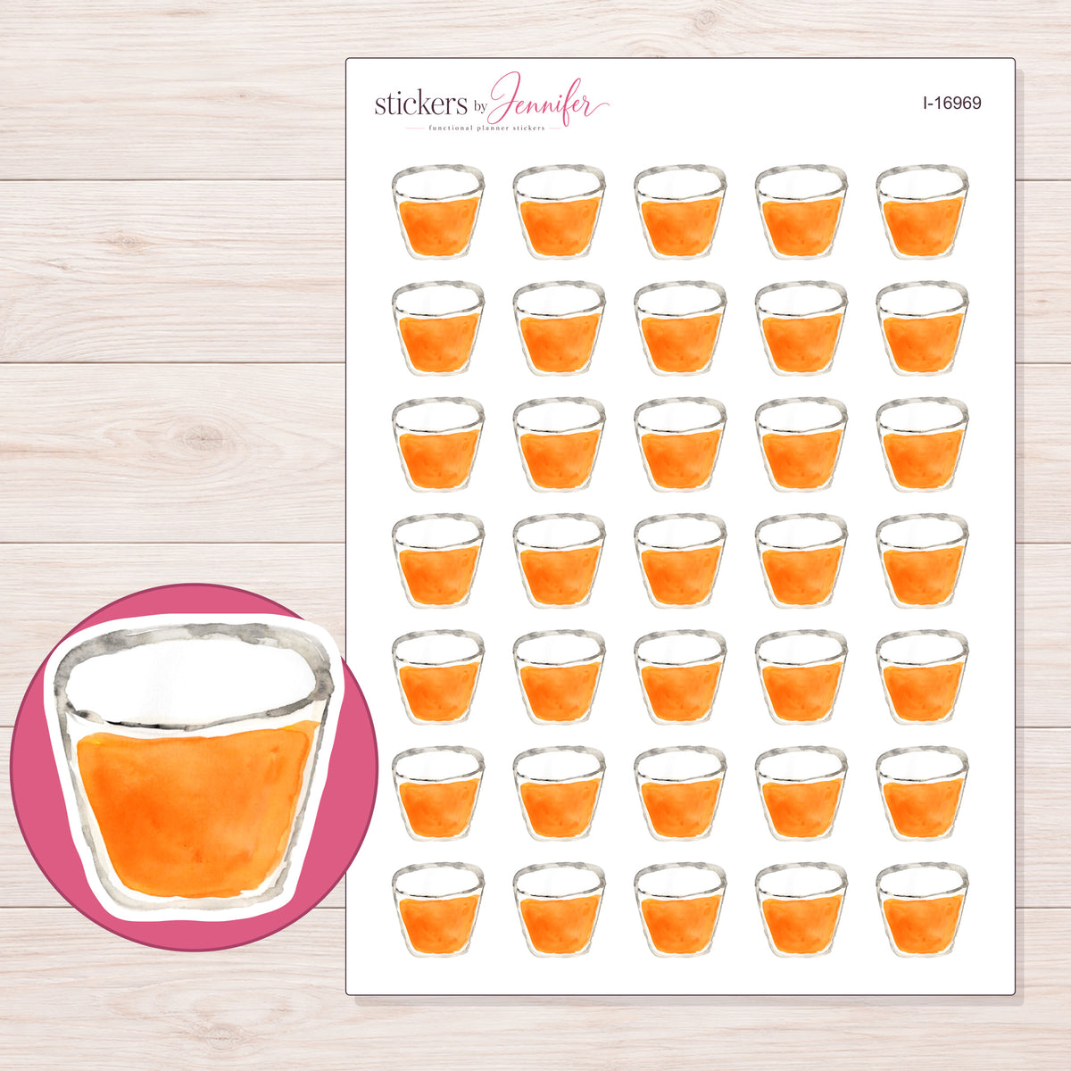 I-16969 planner sticker sheet with enlarged sticker detail