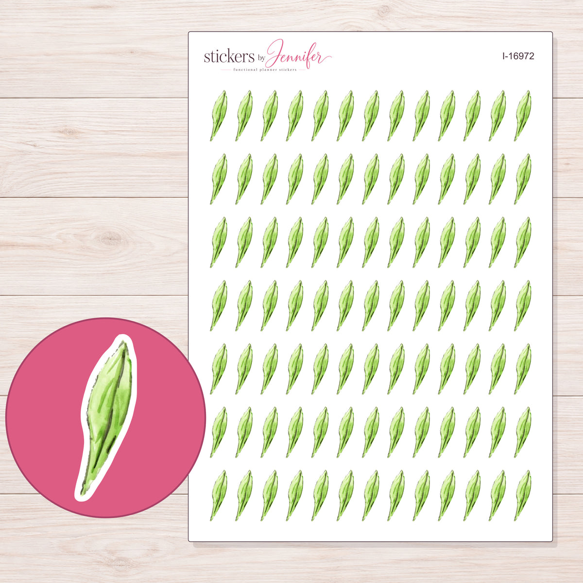 I-16972 planner sticker sheet with enlarged sticker detail