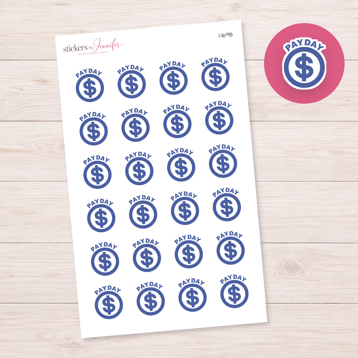 Indigo Payday Dollar Circle Planner Stickers | I-1698