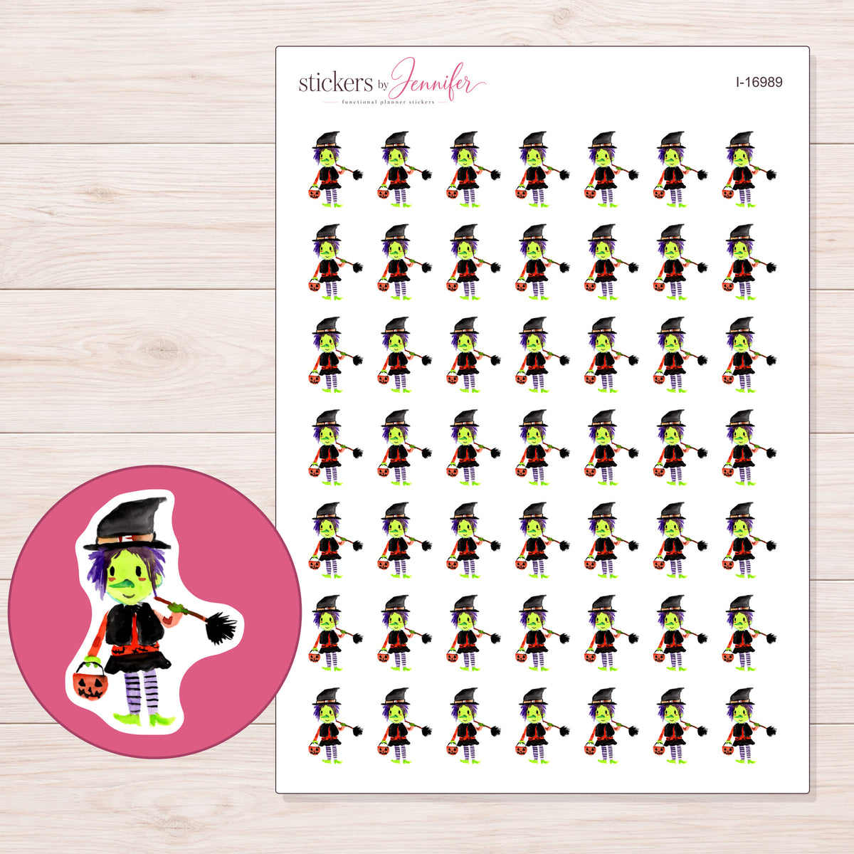 I-16989 planner sticker sheet with enlarged sticker detail