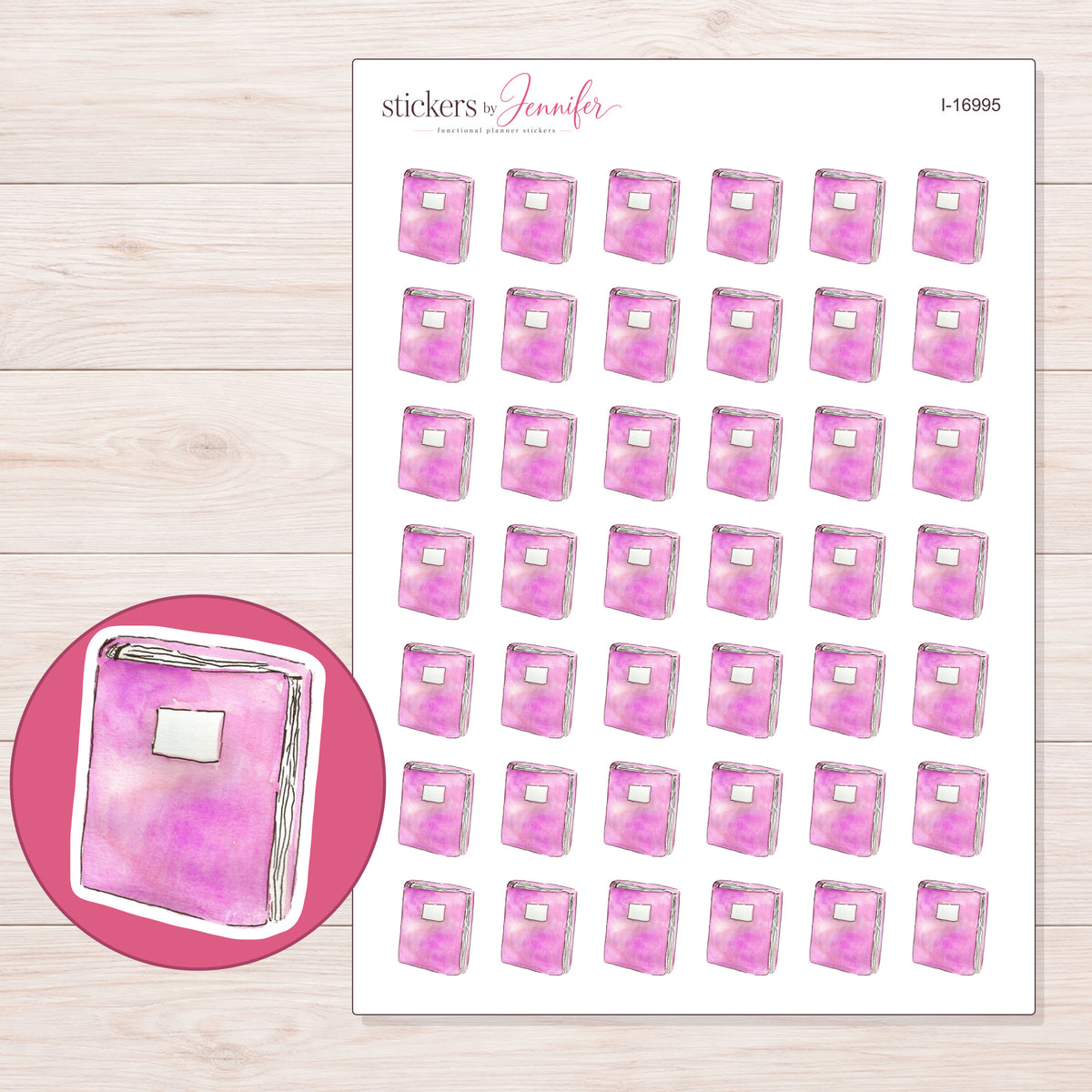 I-16995 planner sticker sheet with enlarged sticker detail