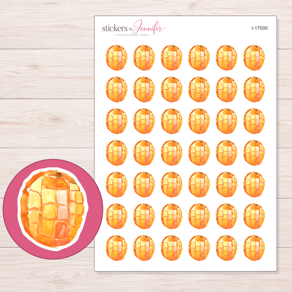 I-17000 planner sticker sheet with enlarged sticker detail