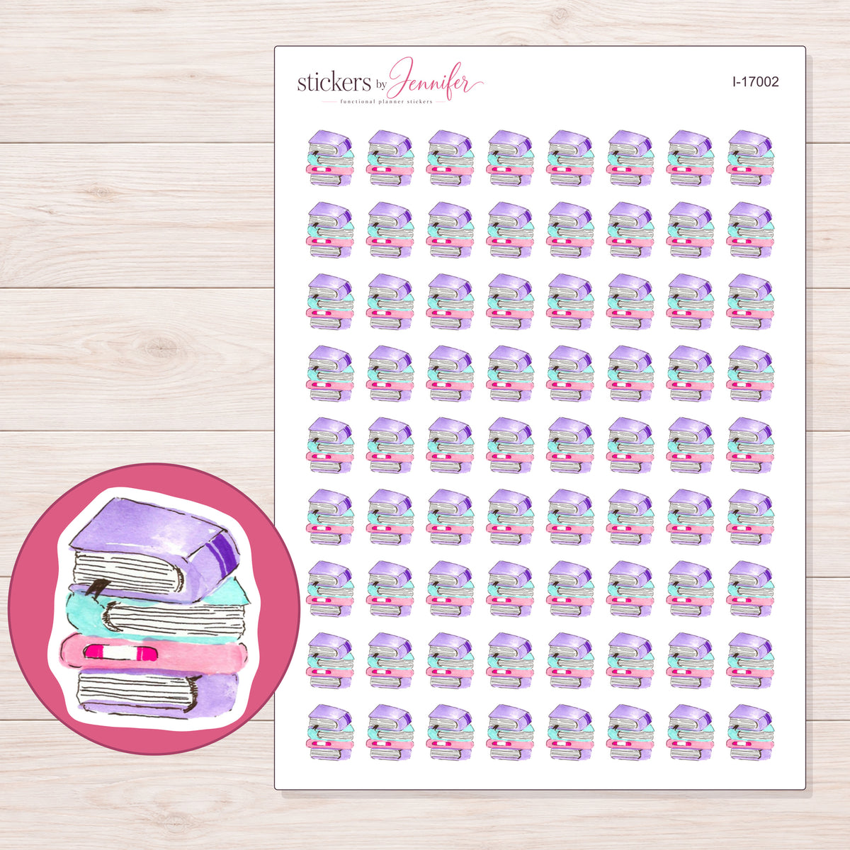 I-17002 planner sticker sheet with enlarged sticker detail