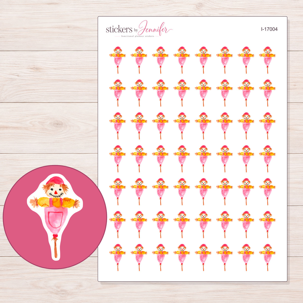 I-17004 planner sticker sheet with enlarged sticker detail