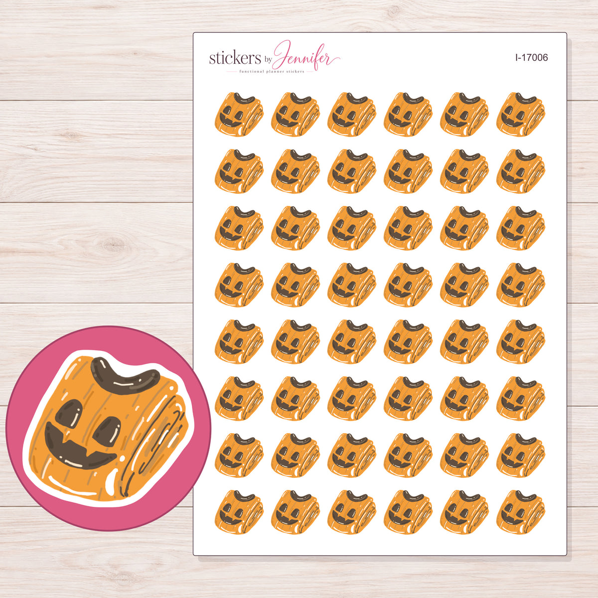 I-17006 planner sticker sheet with enlarged sticker detail