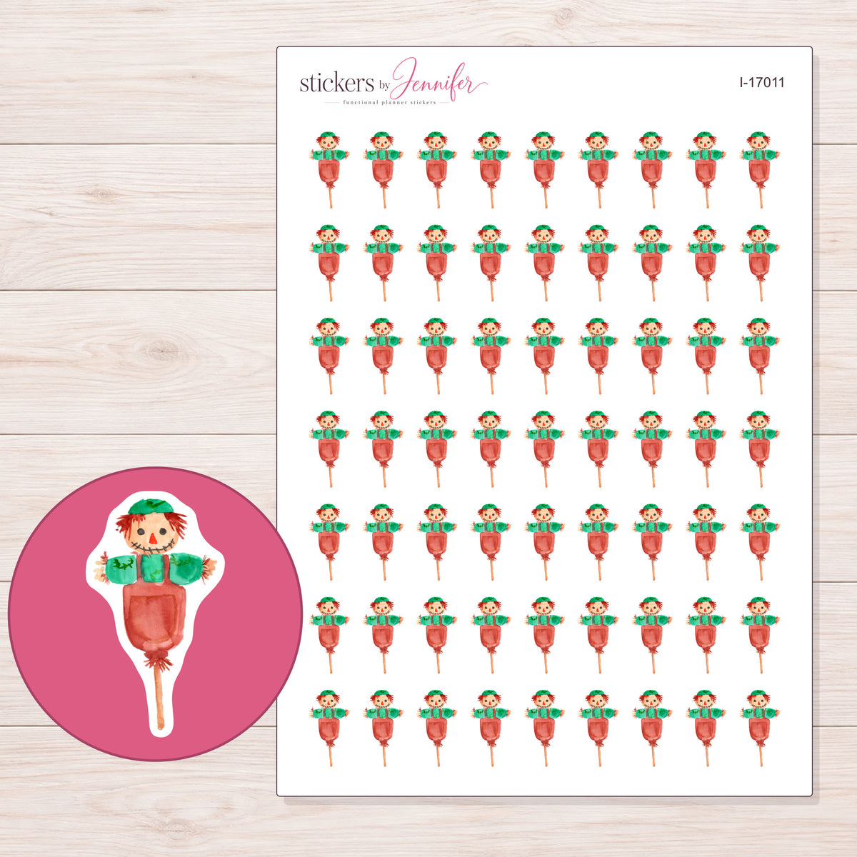 I-17011 planner sticker sheet with enlarged sticker detail