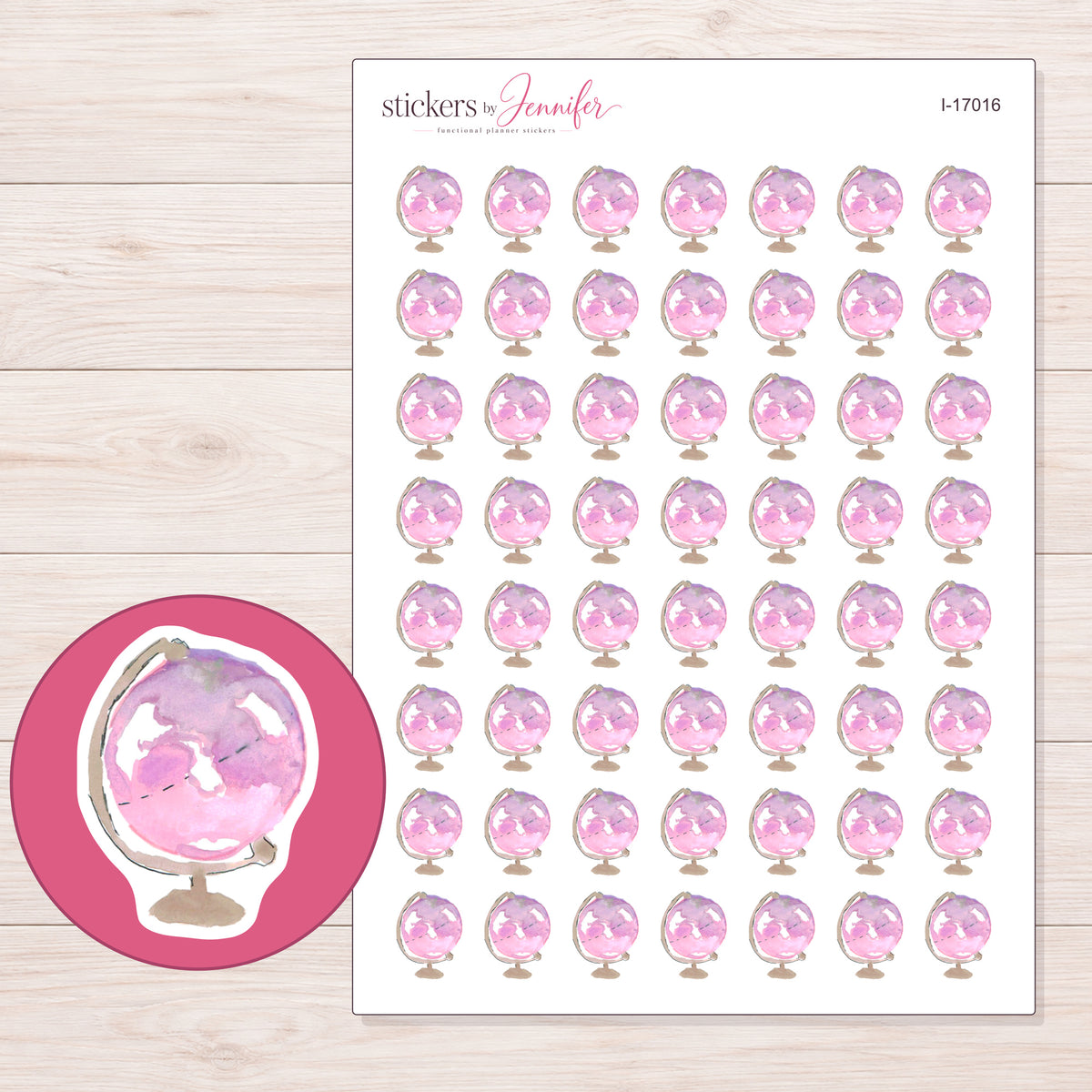 I-17016 planner sticker sheet with enlarged sticker detail