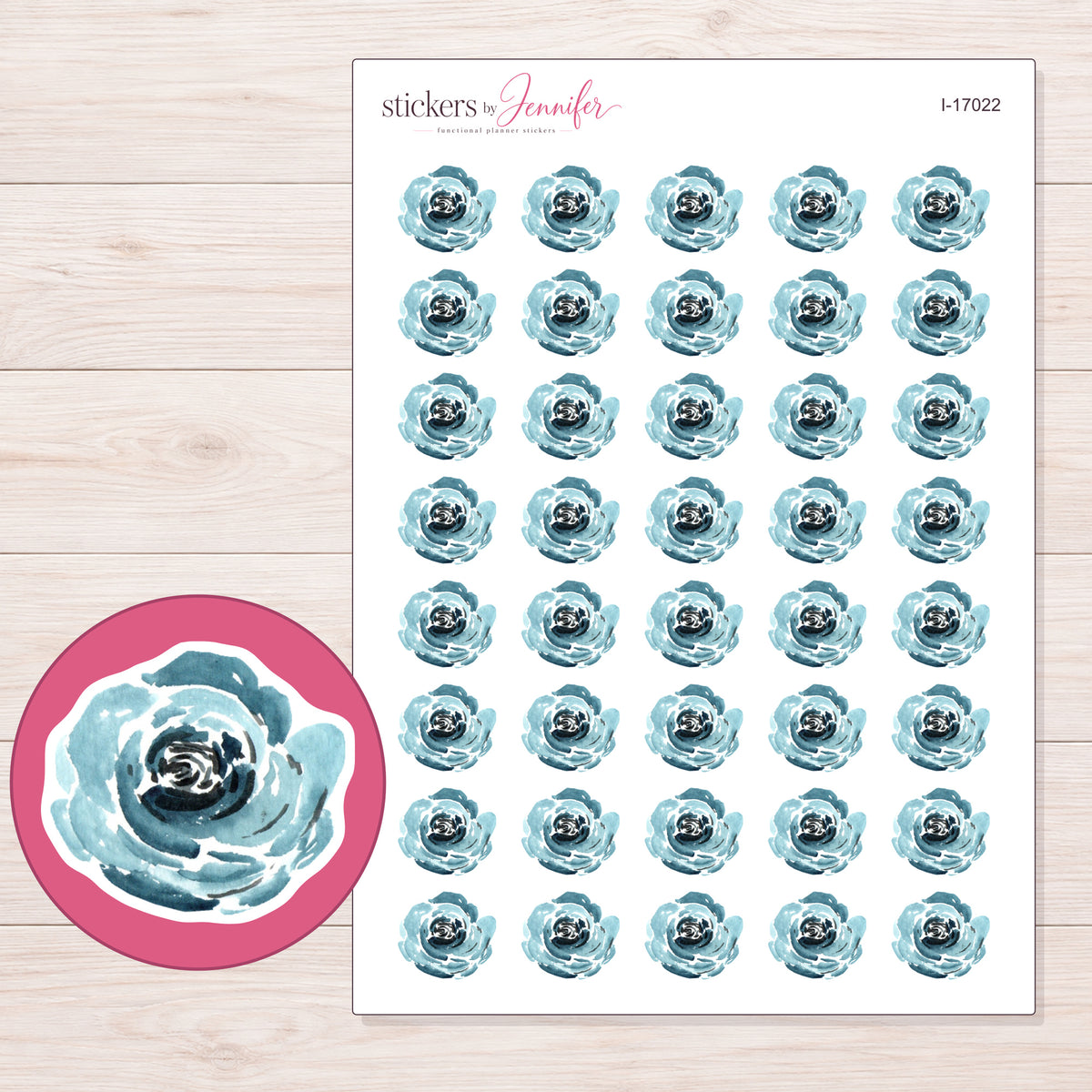 I-17022 planner sticker sheet with enlarged sticker detail