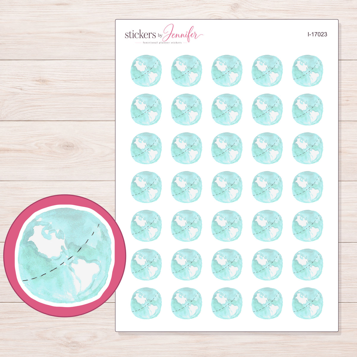 I-17023 planner sticker sheet with enlarged sticker detail