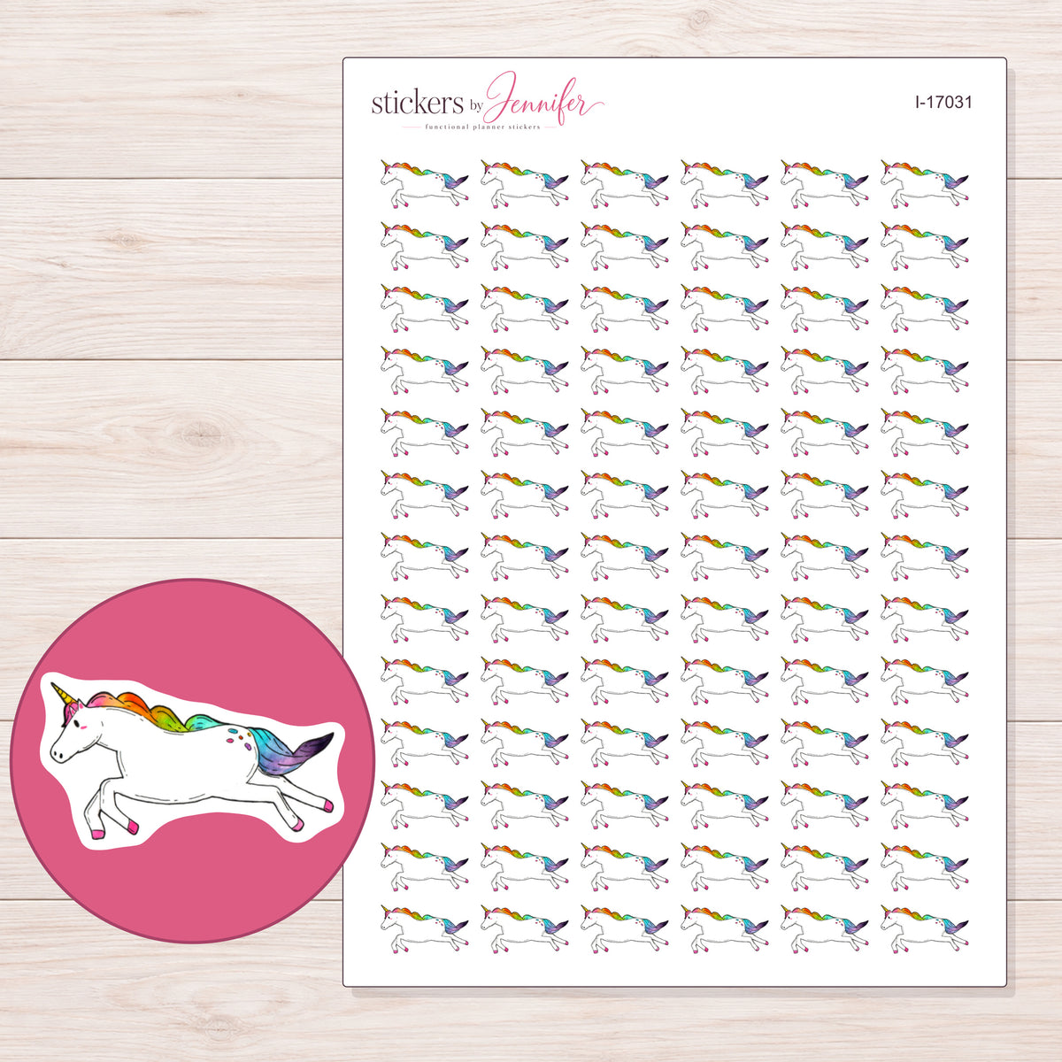 I-17031 planner sticker sheet with enlarged sticker detail
