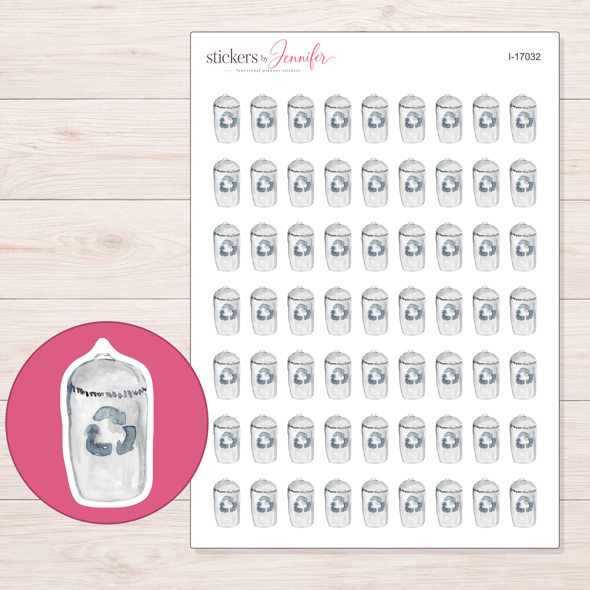 I-17032 planner sticker sheet with enlarged sticker detail