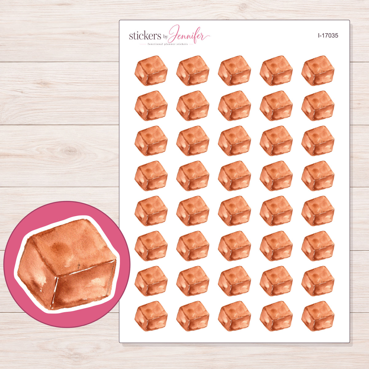 I-17035 planner sticker sheet with enlarged sticker detail