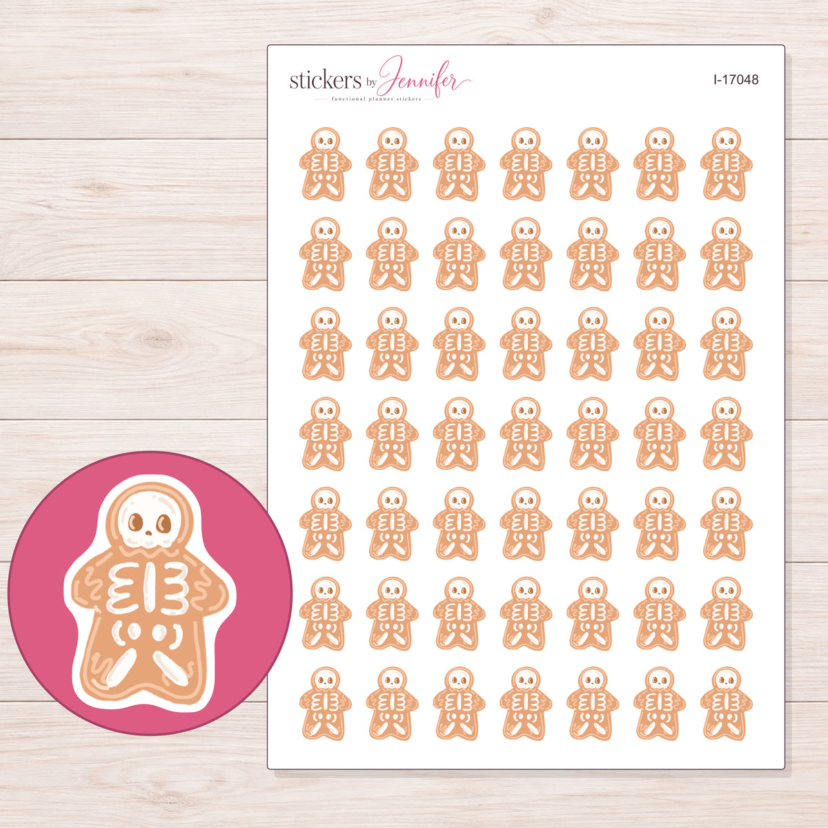 I-17048 planner sticker sheet with enlarged sticker detail