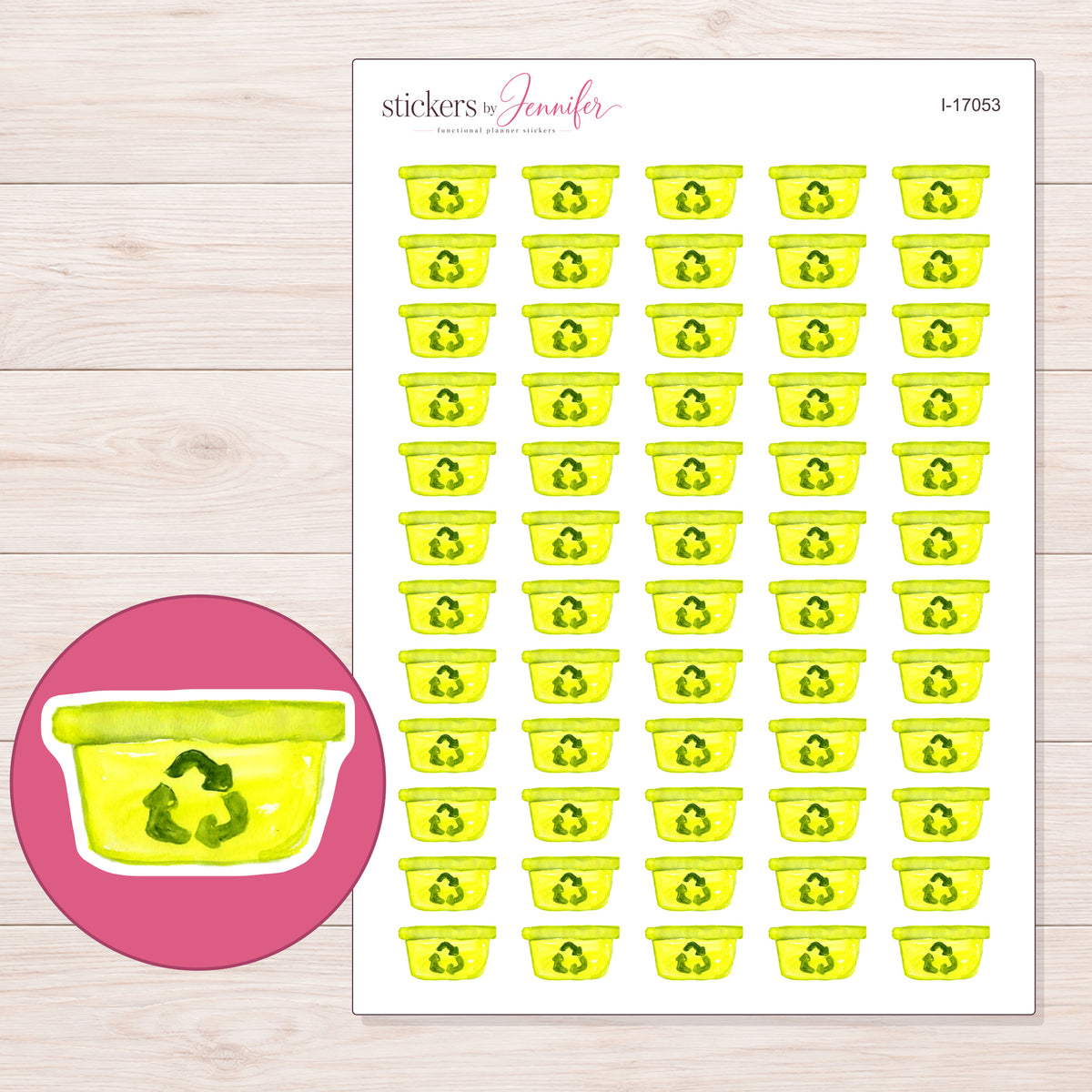 I-17053 planner sticker sheet with enlarged sticker detail